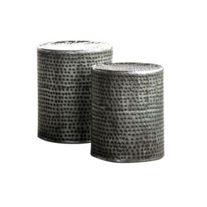 Bijzettafel gehamerd staal set 02