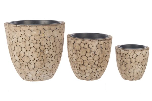 Plantenbak 'woodslice' set van 3