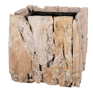 Plantenbak Erosion Wood 38x38x38cm- white wash