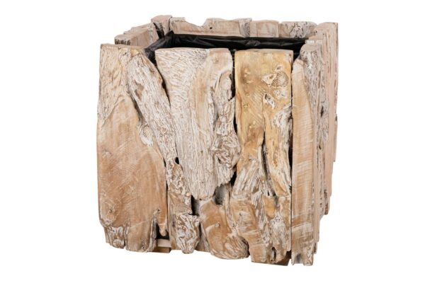 Plantenbak Erosion Wood 38x38x38cm- white wash 1