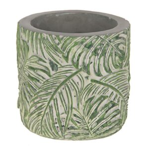 Planter cement met bladprint