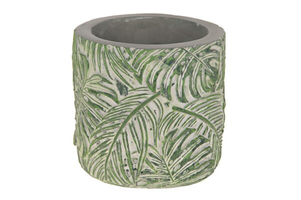 Planter cement met bladprint
