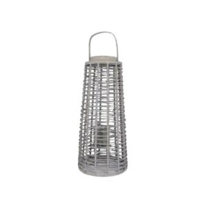 Windlicht bamboe groot - lichtgrijs