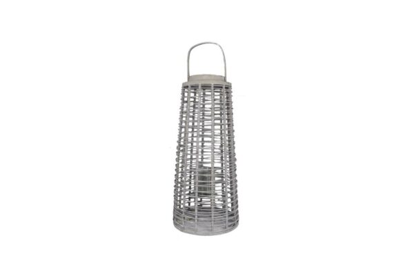 Windlicht bamboe groot - lichtgrijs
