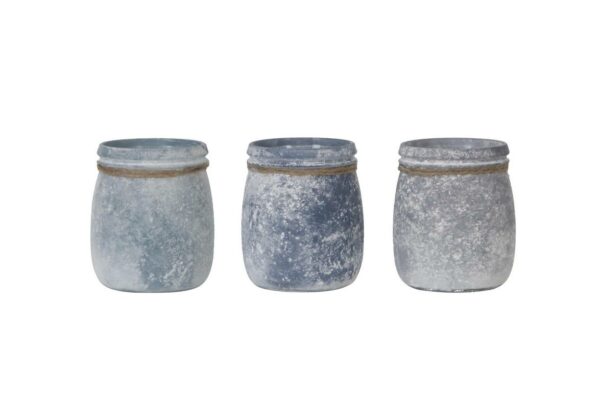 Theelichthouder frosted met jute koordje - Afbeelding 2