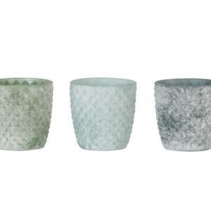 Theelichthouder frosted ruitjes