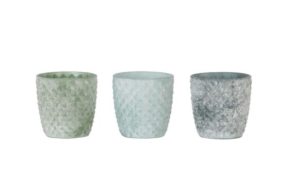 Theelichthouder frosted ruitjes