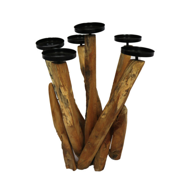 Kandelaar staand teak - Afbeelding 2