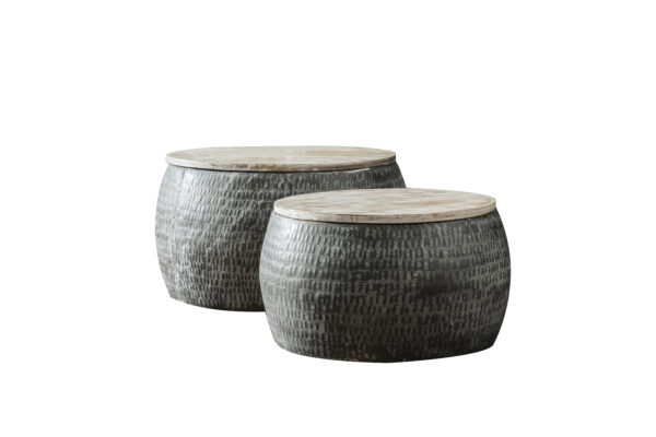 Salontafelset rond 50/60 hout set/2 - Afbeelding 2