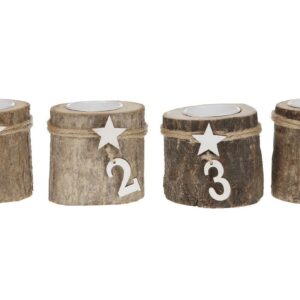 Theelichthouder Adventskrans houten stammetjes