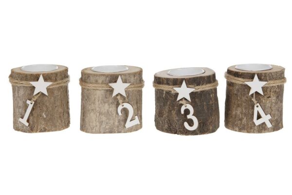 Theelichthouder Adventskrans houten stammetjes