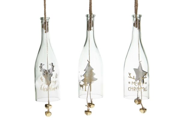 Hangende kerstfles met belletjes