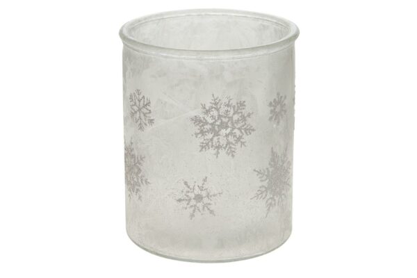 Theelichthouder Kerst frozen glas 1