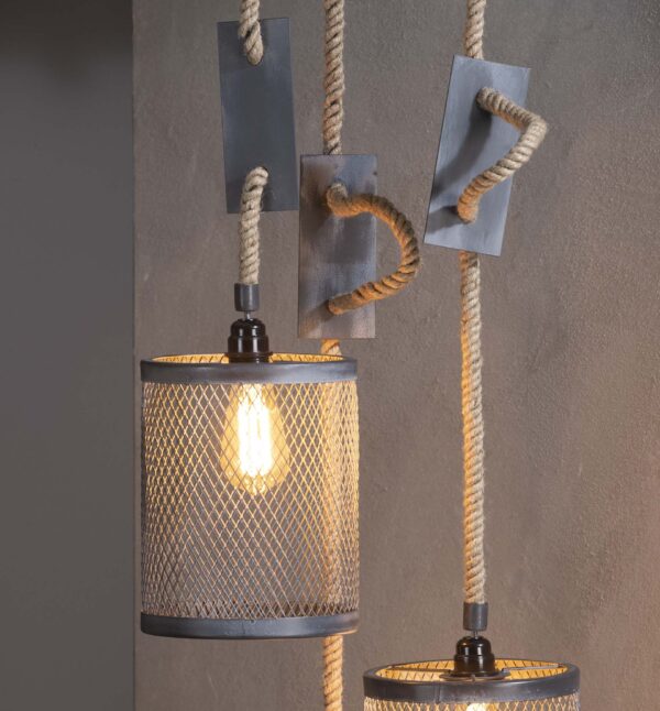 Hanglamp 3x mesh touw getrapt 11