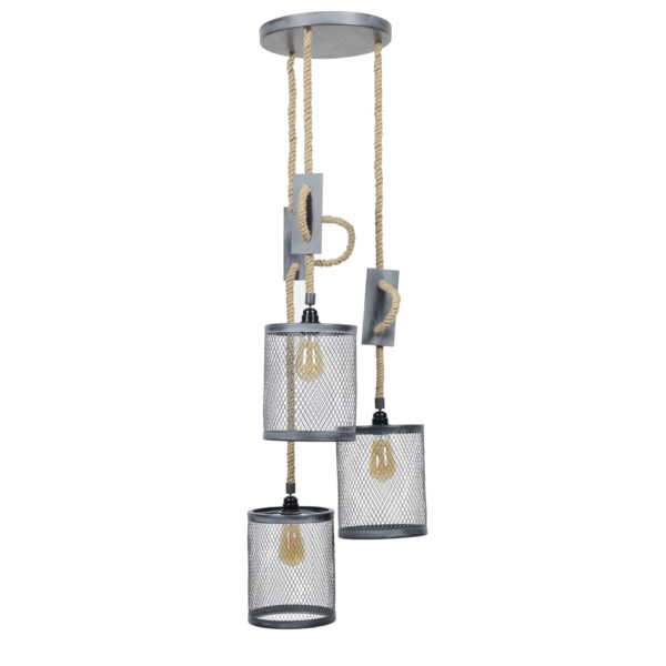 Hanglamp 3x mesh touw getrapt 12