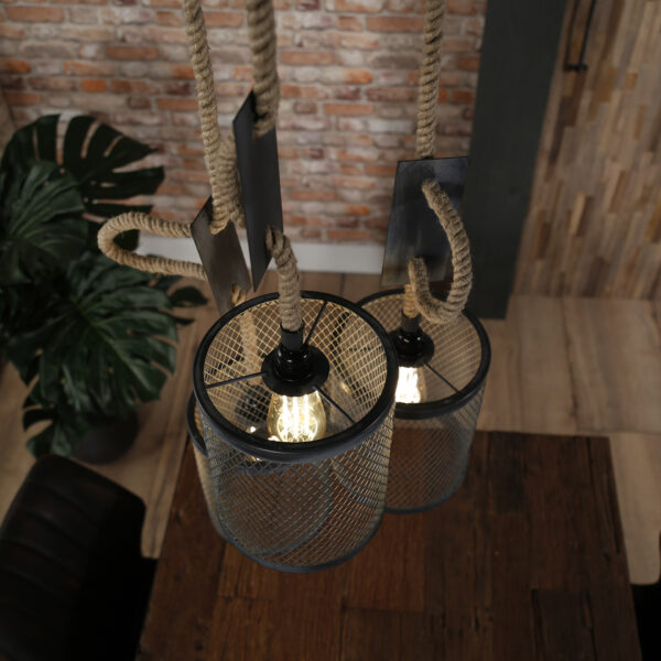 Hanglamp 3x mesh touw getrapt - Afbeelding 5