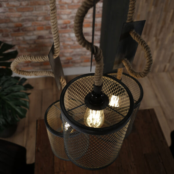 Hanglamp 3x mesh touw getrapt - Afbeelding 6