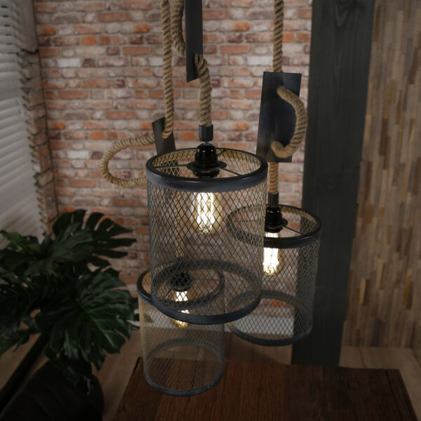 Hanglamp 3x mesh touw getrapt - Afbeelding 7