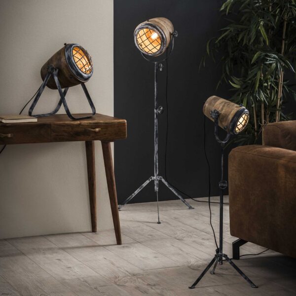 Tafellamp iron houten kap - Afbeelding 3