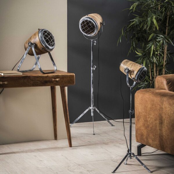 Tafellamp iron houten kap - Afbeelding 4