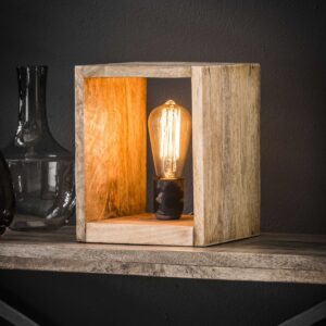 Tafellamp houten vierkant