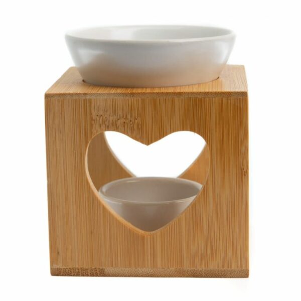 Luxe Aromabrander bamboe 'Hart'- wit - Afbeelding 2