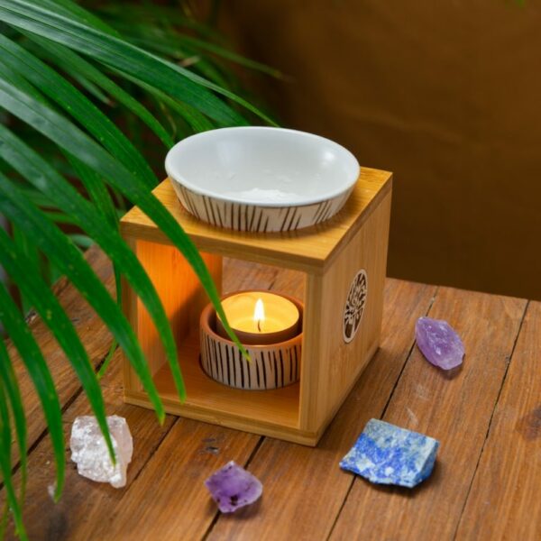 Luxe Aromabrander bamboe 'Levensboom'- wit - Afbeelding 5