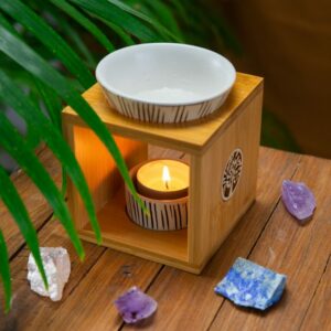 Luxe Aromabrander bamboe 'Levensboom'- wit