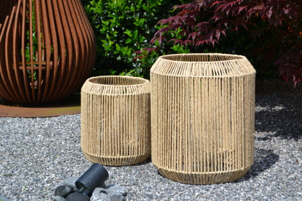 Lantaarn 'Paper Rope' natural (Set van 2)