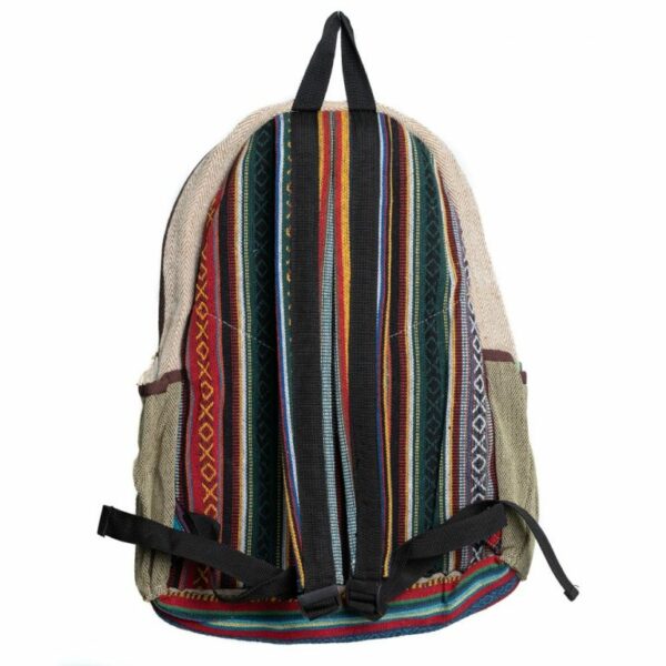 Hennep Rugtas Bohemian Groen/Rood gestreept met 3 voorvakken (42x30x8cm) - Afbeelding 5