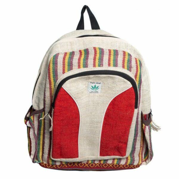 Hennep Rugtas Bohemian Rood/Naturel met voorvak (42x30x8cm) - Afbeelding 2