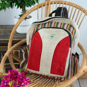 Hennep Rugtas Bohemian Rood/Naturel met voorvak (42x30x8cm)