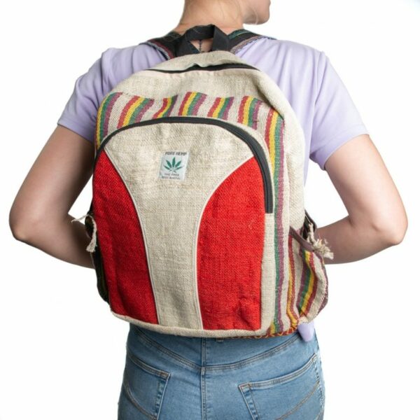 Hennep Rugtas Bohemian Rood/Naturel met voorvak (42x30x8cm) - Afbeelding 5
