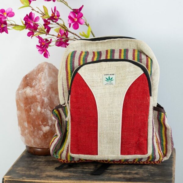 Hennep Rugtas Bohemian Rood/Naturel met voorvak (42x30x8cm) - Afbeelding 3